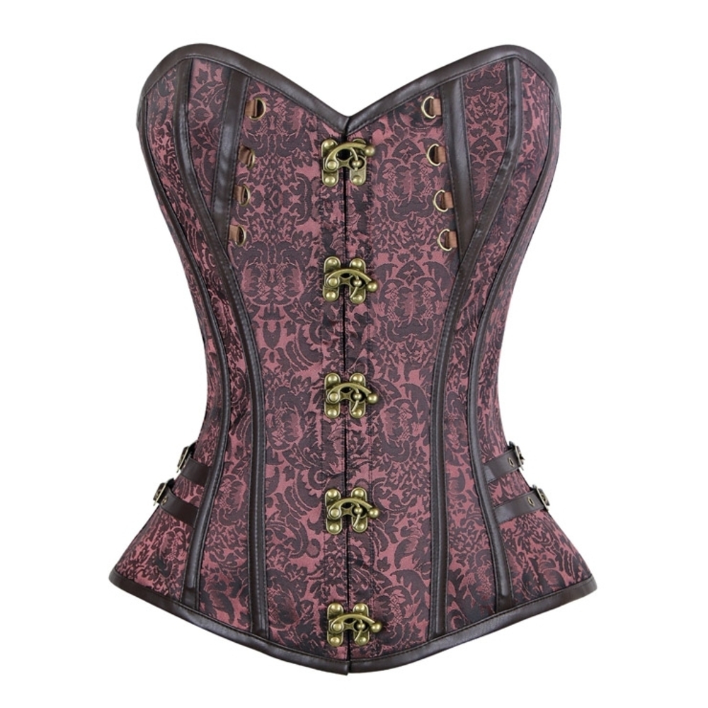 Elegant Lace-Up Corset - Brown